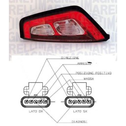 FANALE POSTERIORE DESTRO CORNICE ROSSA FIAT PUNTO EVO 07/09 IN POI  C/NUOVO CONNETT