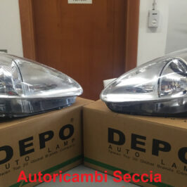 COPPIA FARI FANALI ANTERIORE FIAT GRANDE PUNTO DAL 2005 AL 2018 PARABOLA CROMATA